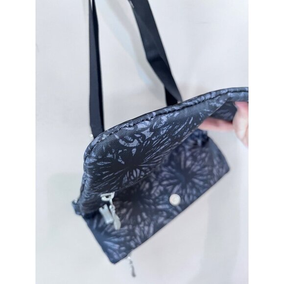 Baggallini Black & Gray Floral Crossbody Bag With Multiple Zipper Compartments - Picture 10 of 10
